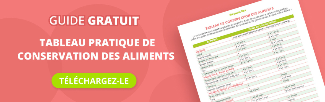Téléchargez gratuitement votre guide des temps de conservation des aliments congelés